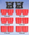 Motorcycle Fork Seal Driver Tool Kit 35-50mm Pro Grade Adjustable Adapters shown with size labels from 35-50mm.