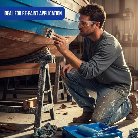 Man using 12 Pack 3 Inch Flat Paint Brushes For Walls Trim Cabinets Doors Premium Contractor Grade Set on wooden surface