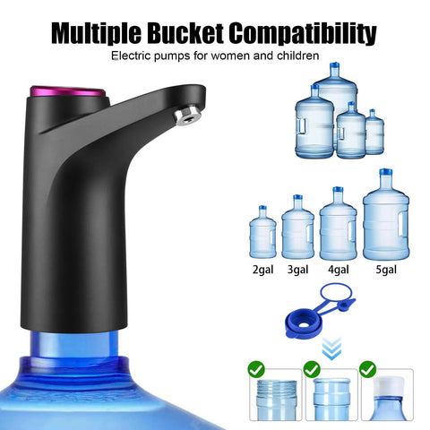 5 Gallon Water Pump With Mobile Base USB Rechargeable Electric Water Dispenser For Bottle Portable Automatic Pump Anti Shake