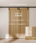 12 Ft Ceiling Mount Box Rail Barn Door Hardware Kit installed, showing black powder-coated rail with wooden double doors.