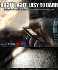 Hand holding Pocket LED Flashlight With Clip On Magnetic Base And Dual Light Sources for EDC Five Modes and 500 Lumens for Everyday Carry