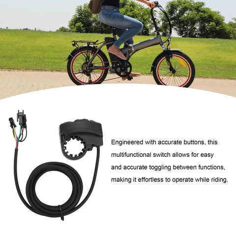 3 In 1 Electric Bike Handlebar Switch For E Bikes And Scooters Waterproof ABS Multi Function Headlight Horn And Left Right Turn Signal Control For Easy Night Rides with wire connectors