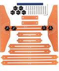 No Sweat Stair Treads Gauge Template With Quick Adjust Flex Angles For Dead On Precision On Spiral And Standard Runs. Includes orange metal parts.