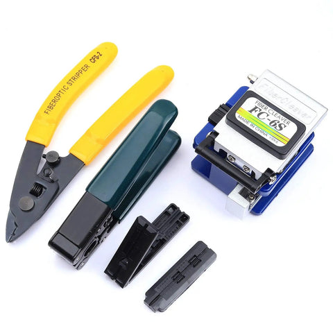 Fiber Optic Tool Kit For Cold Connection And Cleaving, CFS2 Style Stripper And Coating Plier, 36000 Cleaves, top view.
