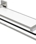 Montero 16 Inch Gallery Towel Bar With Tempered Glass Shelf In Satin Nickel Finish, Solid Brass Construction, Concealed Mount System