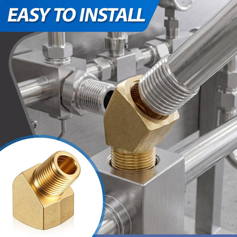 Four Pack 45 Degree Street Elbows Quarter Inch NPT Female To Quarter Inch NPT Male Brass Barstock Fittings For Pneumatic Systems 1200 PSI