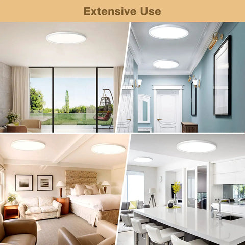 Ultra Slim 12 Inch LED Ceiling Light Panel Flush Mount Dimmable 3000K 4500K 6000K CCT Low Profile 24W Flat Surface Mount in rooms