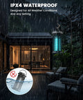 Outdoor Mosquito Zapper Electric Bug Killer 4200V With 15W UV Light, IPX4 Waterproof, shown in rainy yard setting