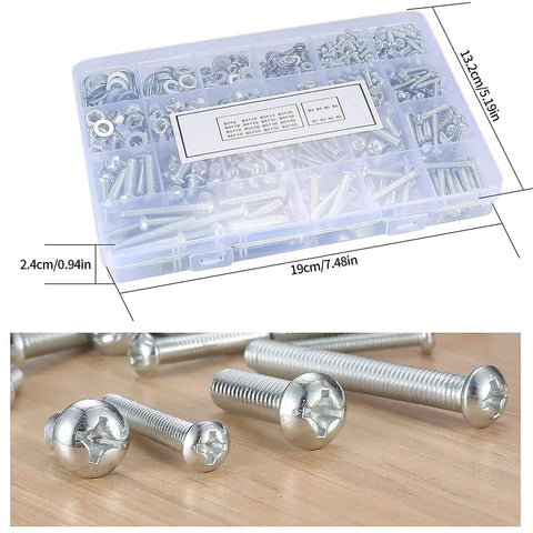 Over 1,000 Piece Metric Flat Head Hex Bolts and Nuts Kit M3 M4 M5 M6 Cross Recessed Fasteners Durable Assortment for DIY Projects, Electronics, Woodworking and Repairs, organized case