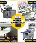 Heavy Duty 250W AC Gear Reducer Motor With Gearbox And Bracket, Adjustable 0 To 270 RPM, shown with food mixer, rotary table, conveyor belts, automatic feeder