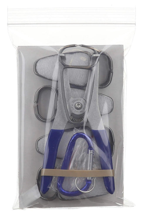 Spring Loaded Pliers With 13 Miter Clamps And Clamp Clip Holder Built Tough For Woodworking Made In The USA with package view.