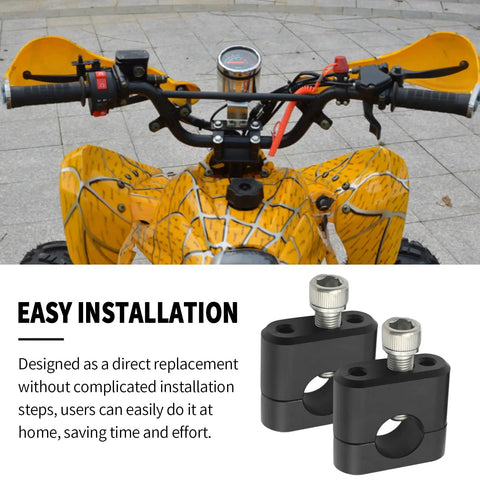 2-Piece Handlebar Risers Kit For 7/8 Inch 22mm Standard Bars on a yellow motorcycle with easy installation instructions