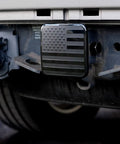 2 Inch Trailer Hitch Cover Plug With Metal American Black Flag Universal Fit For Any 2 Inch Hitch Receiver on vehicle