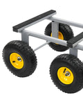 Six Wheel All Terrain Dolly With Six 10 Inch Pneumatic Tires For Outdoor Furniture Moving Heavy Duty Home Use Rolls Smoothly Across Grass Gravel And Uneven Surfaces 40 By 22 Inches Gray, gray frame with six pneumatic tires