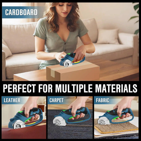 Cordless Electric Scissors For Cardboard Cutting With 4 SK5 Blades Beefy Heavy Duty Box Cutter And Fabric Cutter For Quick Smooth Cuts On Packaging Boxes DIY Projects And Crafting, cutting cardboard box