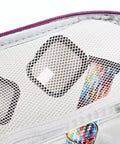 Close-up of Travel Ready Watch Band Organizer Case with waterproof nylon, showing mesh pockets for bands and accessories.