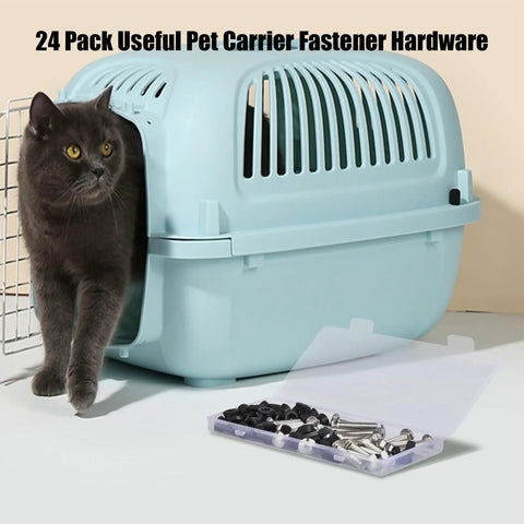 24 Set M6 Replacement Bolts And Butterfly Wing Nuts For Plastic Pet Crate Repair Kit Heavy Duty Hardware Set For Dog Cages Kennels And Portable Carrier Fasteners No Fuss Secure Locks Every Time with a cat and carrier.