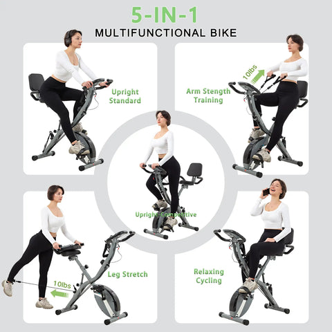 5-in-1 multifunctional bike with adjustable positions, perfect for various workouts at home.