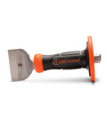 3 Inch Brick Chisel With Heavy Duty Hand Guard For Masonry Projects, non slip guard, heat treated steel, side view
