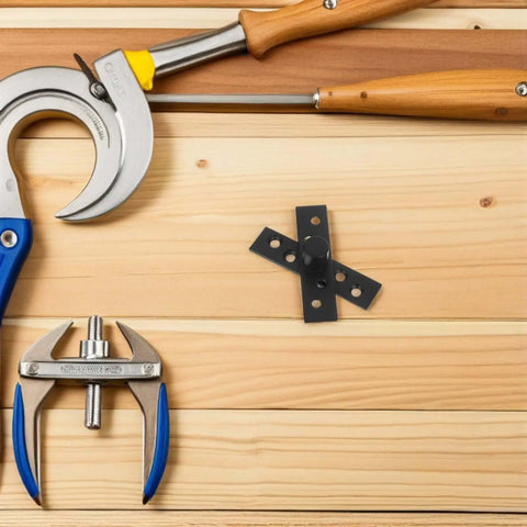 Beefy Heavy Duty Stainless Steel Concealed Pivot Door Hinges, 360 Degree Rotation, Hidden Cabinet Hardware on wooden surface