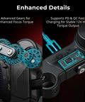 Wireless Follow Focus Kit Lite With Dope Handwheel Controller And Receiver Motor, AB Stops, 15mm Rod Clamp, slick compact design
