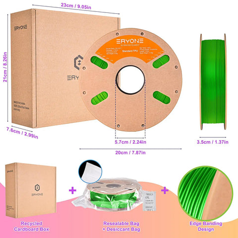 Premium Flexible TPU 3D Printer Filament 1.75Mm Precision 95A Soft Rubber Toughness Slick Extrusion Path Heavy Duty Half Kilogram Spool Eco Friendly Green Polymer For Rock Solid Fabrication