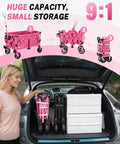 38 Inch Long Foldable Wagon Hauler With 360 Lb Load Capacity for Grocery Runs Camping and Beach Trips in a car trunk