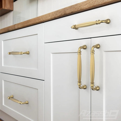 Fluted Champagne Bronze Cabinet Pulls 5 Inch Hole Center 10 Pack Decorative Hardware Handles For Kitchen Cabinets And Vanities