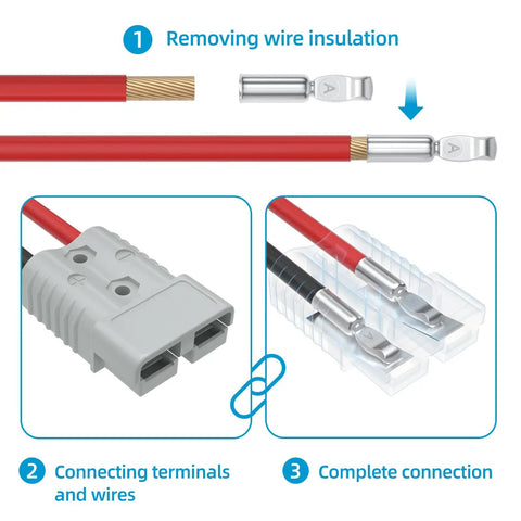 175 Amp 1 0 AWG Battery Quick Disconnect Connector Kit wiring steps with terminal crimping and connector assembly