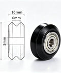 Heavy Duty V Slot Wheels 12 Pack With 625ZZ Bearings showing a 24mm wheel with 10mm width and POM material for 3D printer use.
