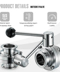 304 stainless steel 2 Pack 1 Inch Tri Clamp Butterfly Valve with manual pull handle for homebrew dairy food beverage