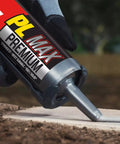 Heavy Duty Construction Adhesive For Wood Concrete Stone And More Premium Max Strength Bond That Stays 100 Percent Solid After Curing In A 9 Oz Cartridge 1 Pack being applied to stone