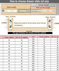 How to choose drawer slide rail size guide with measurements for Heavy Duty Ball Bearing Drawer Slides Full Extension Steel Runners.