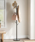 Freestanding Coat Rack With Natural Marble Base And 10 Hooks, 3 Height Adjustable Coat Tree For Bags, Clothes, And Hats, Sturdy Black Metal Stand For Entryway, Bedroom, Hallway, Or Office