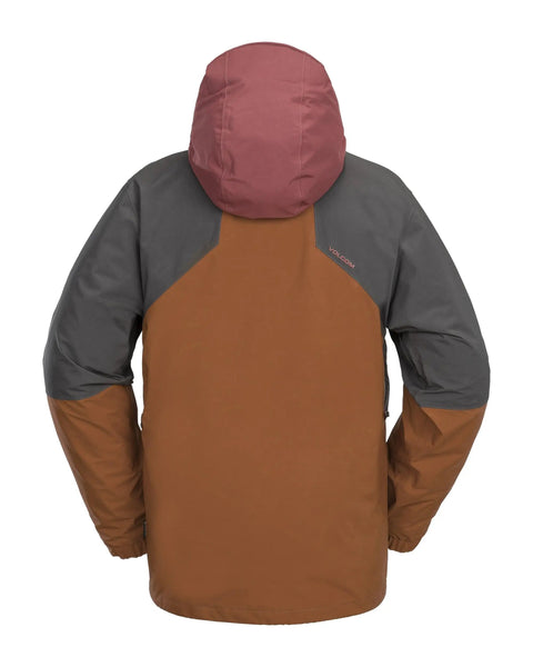 Back view of Dope Gore-Tex Relaxed Fit Snowboard Jacket With Recycled Stretch 2-Layer Fabric in caramel color, X-Large size.