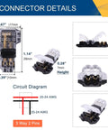 Low Voltage Wire Connectors Deliver Rock Solid Contact With Solderless No Stripping 3 Way T Tap 2 Pin Splice For LED Strip And Automotive Wiring Fits 24-20 AWG Pack Of 12, diagram and dimensions shown.