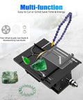 110V Portable Table Saw For Gem Work, Jewelry And Rock Polishing, 1850W Electric Polisher with accessories on marble surface.