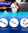 Nine Way Slide Hammer Puller Set For Dents And Dings, Front Wheel Hub Bearing And Rear Axle Removal, showing dent pulling options.