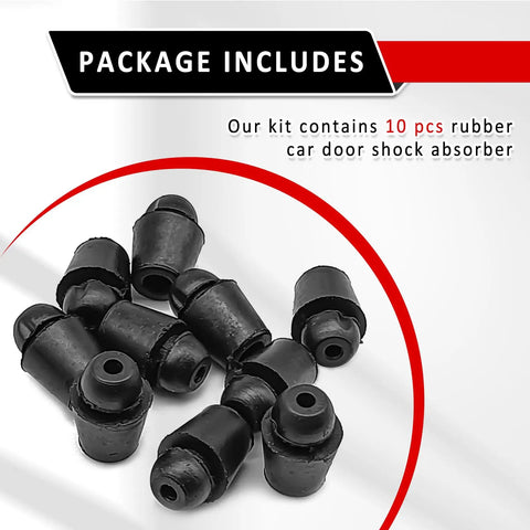 Heavy Duty Rubber Car Door Slam Stoppers And Buffer Pads Set Of 10 Universal Auto Front Rear Guard Cushions in black rubber.