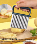 YGDZ stainless steel wavy crinkle cutter with yellow handle; two-pack for slicing potatoes and veggies