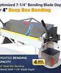 Box And Pan Style Metal Brake For 50 Inch Sheet Metal, 16 Gauge Capacity Up To 135 Degree Bends, 4 Inch Box Depth, 5/8 Inch Beam Adjustment displayed
