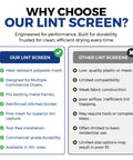 Heavy Duty Commercial Dryer Lint Screen Replacement With Frameless Mesh Filter For Industrial Laundromats Built For The Grind Pack Of Five showing features and comparisons.