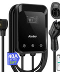 Level 2 Ev Charger 40 Amp 9.6 Kw With Nema 14-50 Plug And 25 Ft Cable, J1772 Connector, sleek touchscreen design.
