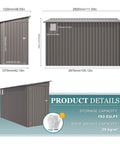 Rugged 4x9.2 Ft Outdoor Storage Shed Made From Galvanized Steel With Lockable Door And Window Waterproof Metal Tool Storage