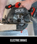 Pro Grade 20 Volt Brushless Circular Saw Kit With 6 1/2 Inch Carbide Blade And Fast Charger cutting wood with electric blade brake.