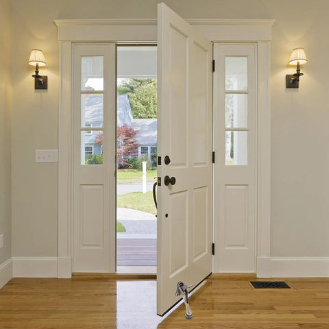 Kickdown Door Stopper For Commercial And Garage Doors Dope Heavy-Duty Zinc Alloy Build With Foot-Operated Design in use