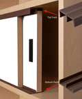 Three Quarters Inch Panel Sliding Door Track Set For Three Quarters Inch Thick Panels 48 Inch Brown Plastic Upper And Lower Tracks Smooth Quiet Operation Ideal For Cabinets Bookcases Display Panels Reptile Tanks And Honeycomb Panels Made In USA.