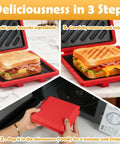 Fast Crispy Microwave Sandwich Maker With Adjustable Silicone Strap Removable Nonstick Grilled Cheese Toaster in use