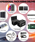 Next Level P3.91 Portable Led Display Wall Boasting Badass Bright Visuals With Ip65 Waterproof Aluminum Cabinet Includes Mounting Frame And Tough Flight Case For Stage Concerts 14 Pack image showing professional packaging and accessories.