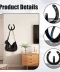 Heavy Duty Cast Iron Horseshoe Wall Hooks Wild West Coat And Hat Rack mounted on wall holding a black handbag, showcasing rustic charm.
